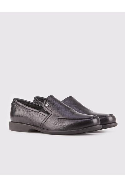 Cabani Black Genuine Leather Men's Casual Shoes