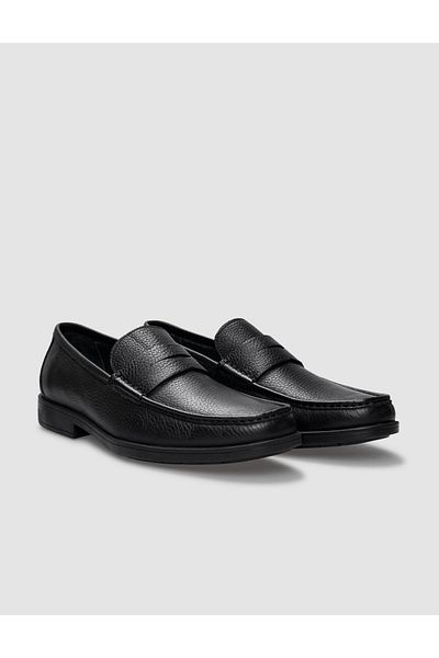 Cabani Black Genuine Leather Men's Casual Shoes