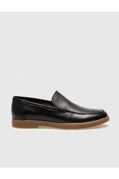 Cabani Black Genuine Leather Men's Casual Shoes