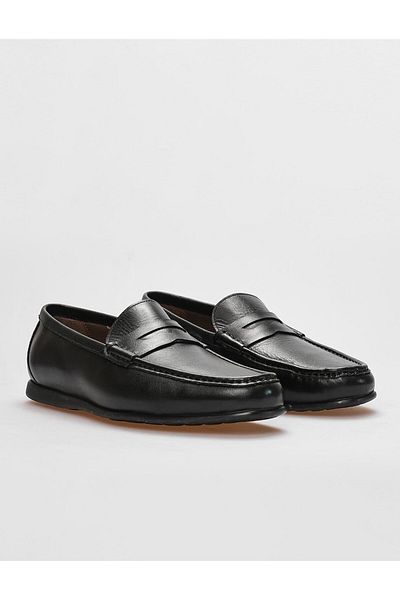 Cabani Black Genuine Leather Men's Casual Shoes