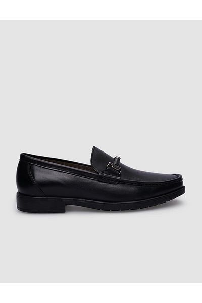 Cabani Black Genuine Leather Men's Casual Shoes