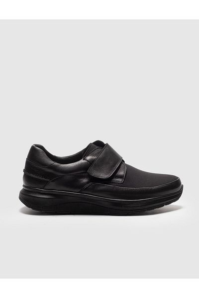 Cabani Genuine Leather Black Velcro Closure Men's Casual Shoes
