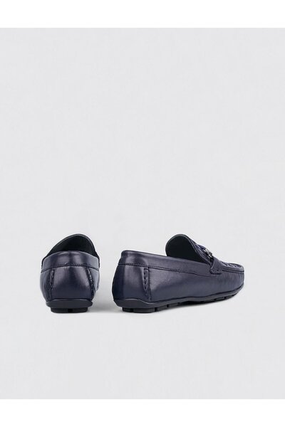 Cabani Ανδρικό Loafer από γνήσιο δέρμα με μπλε ρίγες σε μπλε ναυτικό χρώμα