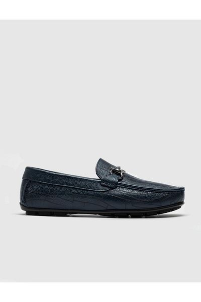 Cabani Genuine Leather Navy Blue Men's Loafer