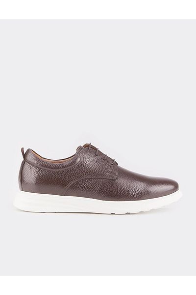 Cabani Genuine Leather Brown Lace-Up Men's Eva Sole Casual Shoes