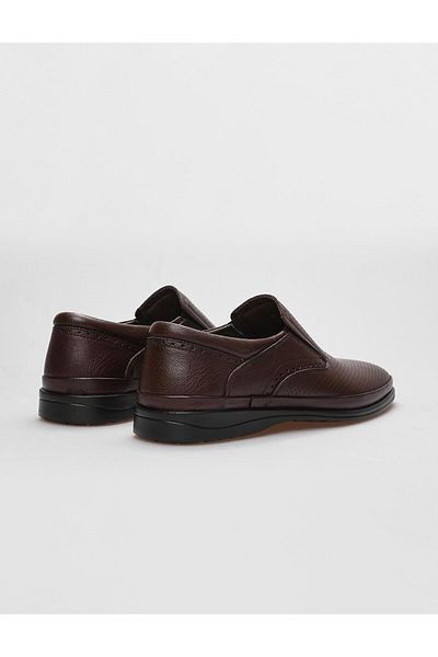 Cabani Genuine Leather Brown Laser Detailed Men's Casual Shoes