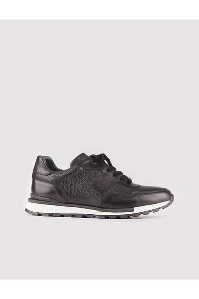 Cabani Genuine Leather Black Lace-up Thermo Sole Men's Sports Shoes