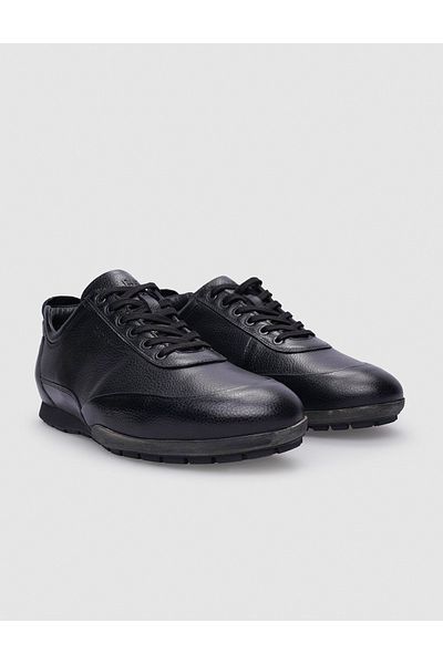 Cabani Black 100% Genuine Leather Men's Lace-up Casual Shoes