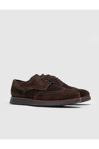 Cabani Genuine Leather Brown Lace-Up Men's Casual Shoes