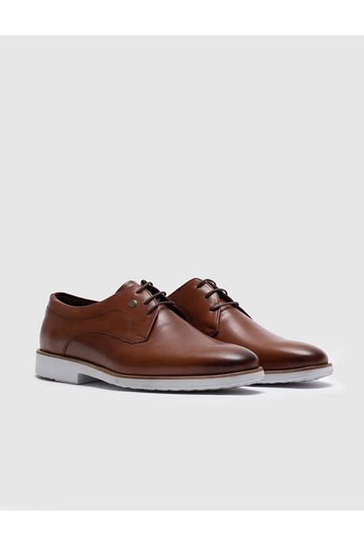 Cabani Genuine Leather Tan Lace-Up Men's Casual Shoes