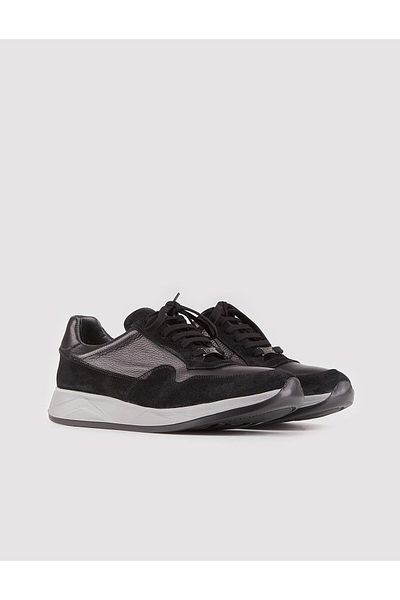 Cabani Genuine Leather Black Lace-Up Men's Sports Shoes