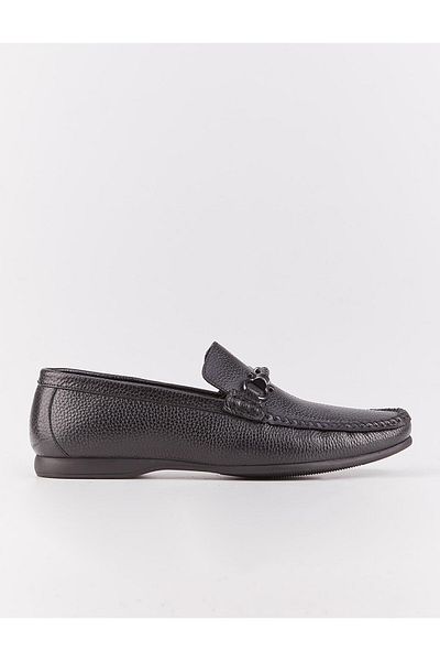 Cabani Genuine Leather Black Men's Loafer Shoes with Buckle Accessories