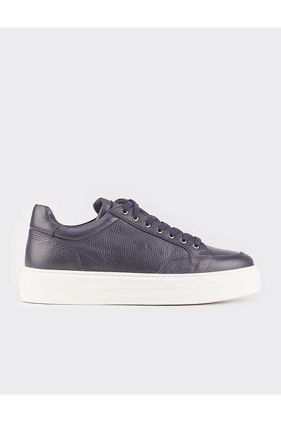 Cabani Genuine Leather Navy Blue Lace-up Specially Designed Winter Men's Sports Shoes
