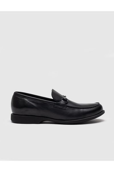 Cabani Black Genuine Leather Men's Loafer