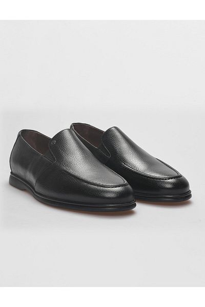 Cabani Black Genuine Leather Men's Casual Shoes