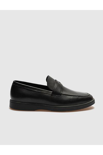 Cabani Black Genuine Leather Men's Casual Shoes