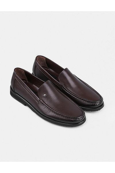 Cabani Genuine Leather Brown Men's Casual Shoes with Metal Accessories