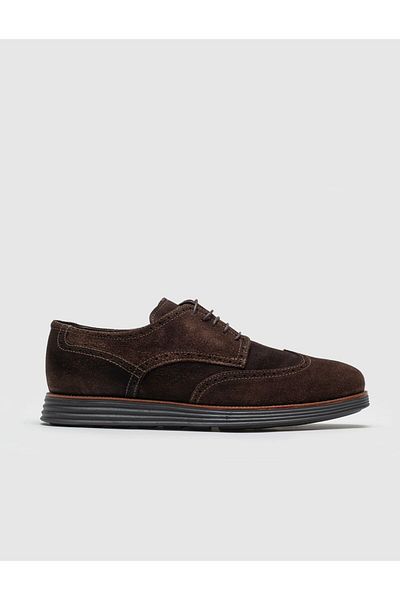 Cabani Genuine Leather Brown Lace-Up Men's Casual Shoes