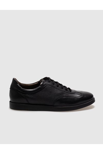 Cabani Genuine Leather Black Lace-Up Men's Casual Shoes