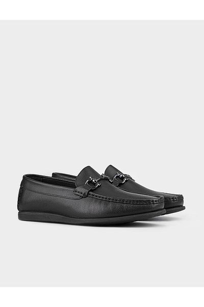 Cabani Genuine Leather Men's Casual Shoes with Black Buckle Accessories