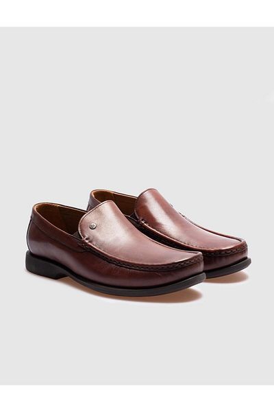 Cabani Genuine Leather Brown Stitching Detailed Men's Casual Shoes