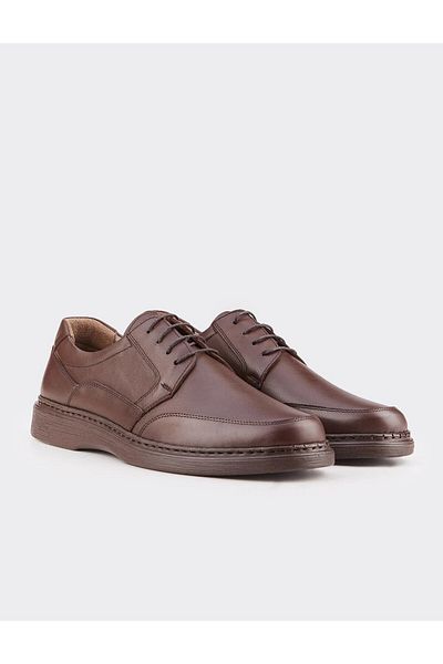 Cabani Men's Genuine Leather Lace-up Brown Casual Shoes