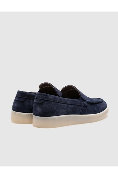 Cabani Genuine Leather Navy Blue Suede Men's Casual Shoes
