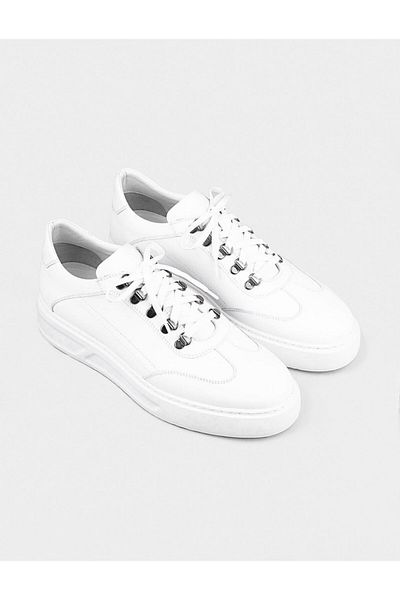 Cabani Seasonal Genuine Leather White Lace-Up Men's Sports Shoes