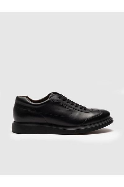 Cabani Genuine Leather Black Lace-Up Men's Casual Shoes