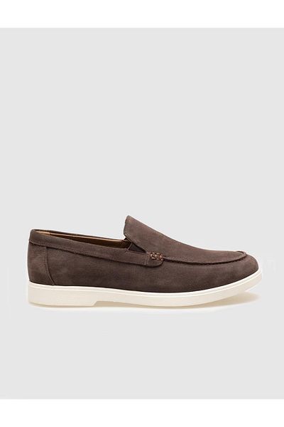 Cabani White Sole Genuine Leather Brown Suede Men's Casual Shoes