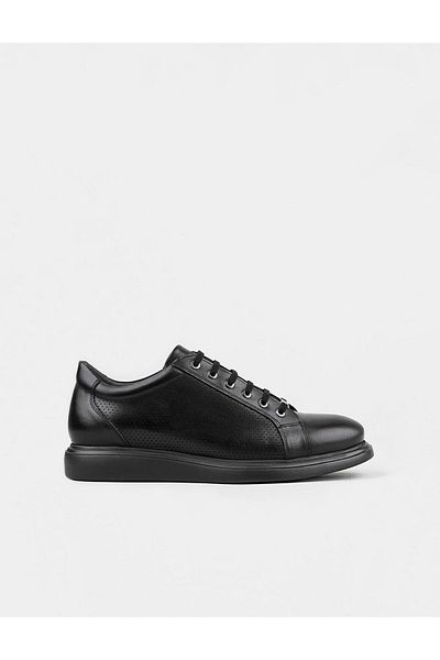Cabani Genuine Leather Black Lace-Up Men's Casual Shoes