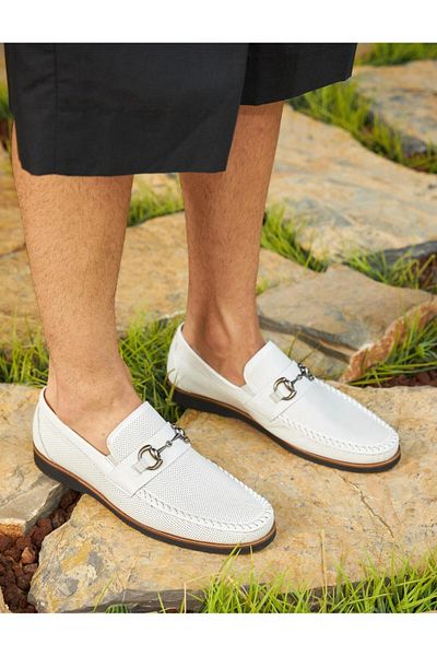 Cabani Genuine Leather White Men's Eva Sole Casual Shoes