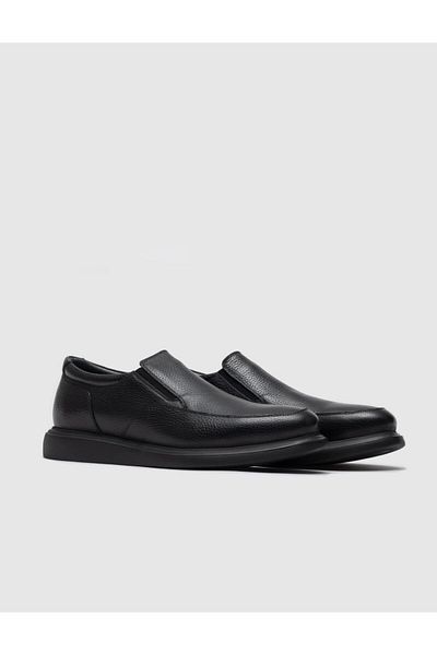 Cabani Black Genuine Leather Men's Casual Shoes