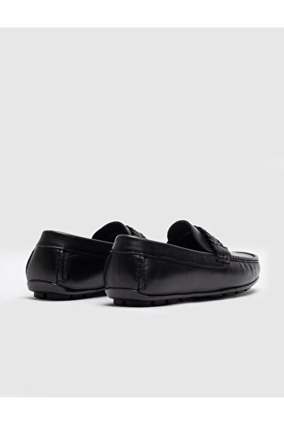 Cabani Hakiki Deri Siyah Tokalı Erkek Loafer