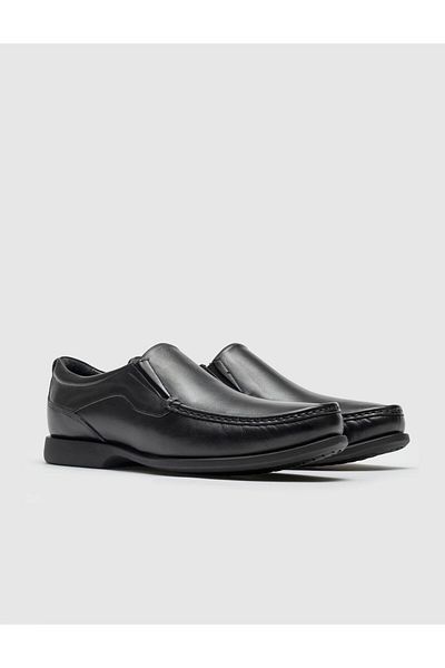 Cabani Black Genuine Leather Men's Casual Shoes