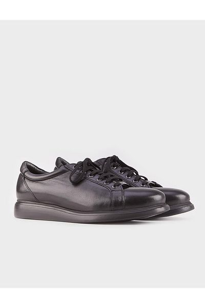 Cabani Genuine Leather Black Lace-Up Men's Casual Shoes