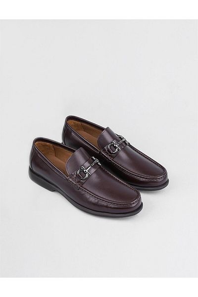 Cabani Genuine Leather Brown Men's Loafer with Buckle Accessories