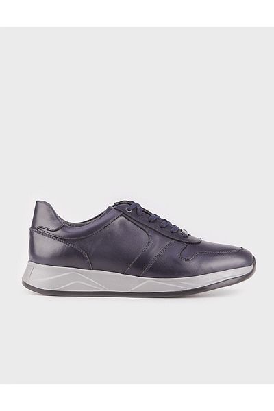 Cabani Genuine Leather Navy Blue Lace-Up Men's Sports Shoes