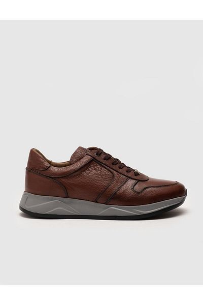 Cabani Latex Sole Genuine Leather Tan Lace-Up Men's Sports Shoes