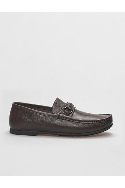 Cabani Genuine Leather Brown Buckle Men's Loafer