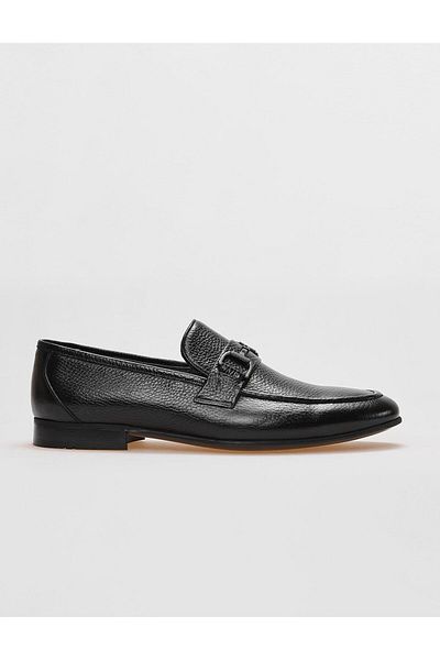 Cabani Genuine Leather Black Buckle Men's Classic Shoes
