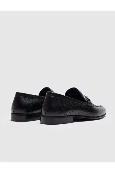 Cabani Genuine Leather Black Buckle Men's Classic Shoes