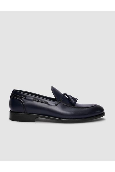Cabani 100% Genuine Leather Navy Blue Leather Injection Men's Classic Shoes