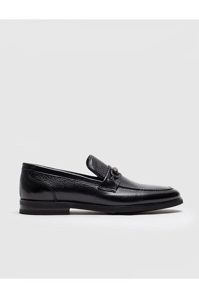 Cabani Genuine Leather Black Buckle Men's Classic Shoes