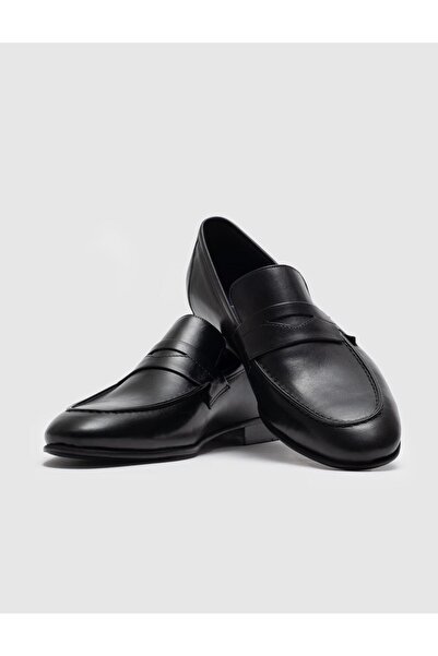 Cabani Hakiki Deri Siyah Kemerli Erkek Klasik Ayakkabı