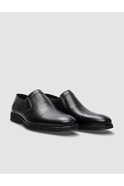 Cabani 100% Genuine Leather Black Laser Detailed Men's Classic Shoes
