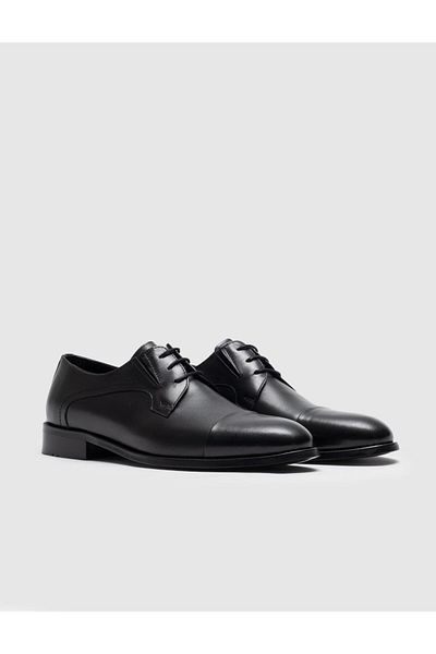 Cabani Genuine Leather Black Lace-Up Men's Classic Shoes