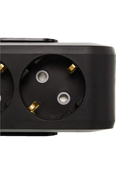 STOREMAX Black Double Socket Grounded Wired Child Proof 1 Mt (Double) 646268
