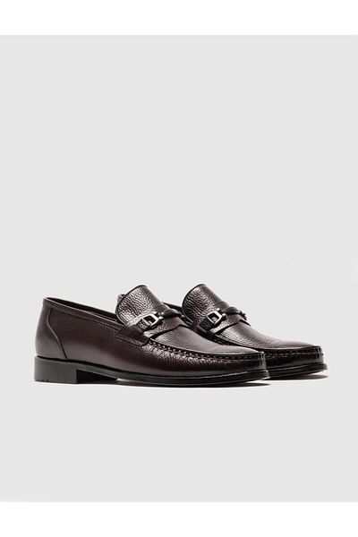 Cabani Genuine Leather Brown Buckle Men's Classic Shoes