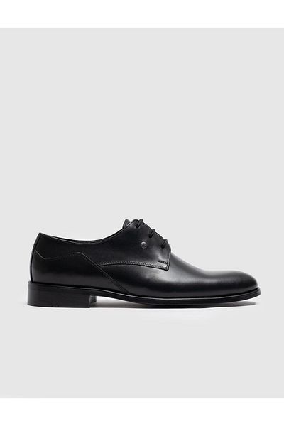 Cabani Genuine Leather Black Lace-Up Men's Classic Shoes